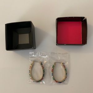 2/$10 Avon Colorful Holiday Gold Red Blue Hoops